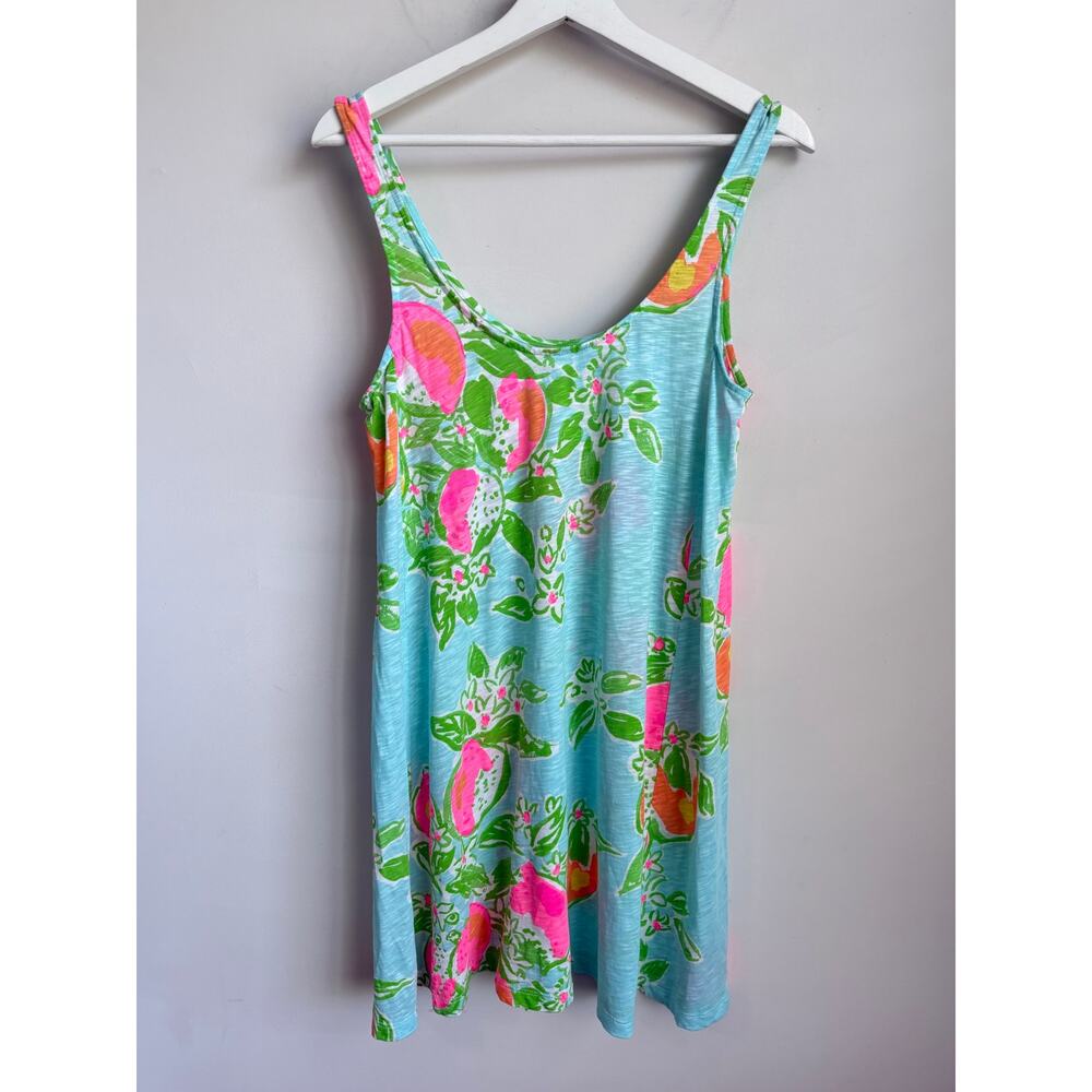 Lilly Pulitzer Carmel Pool Sleeveless Scoop Neck Tank Dress Blue Pink Lemonade M - Picture 2 of 7